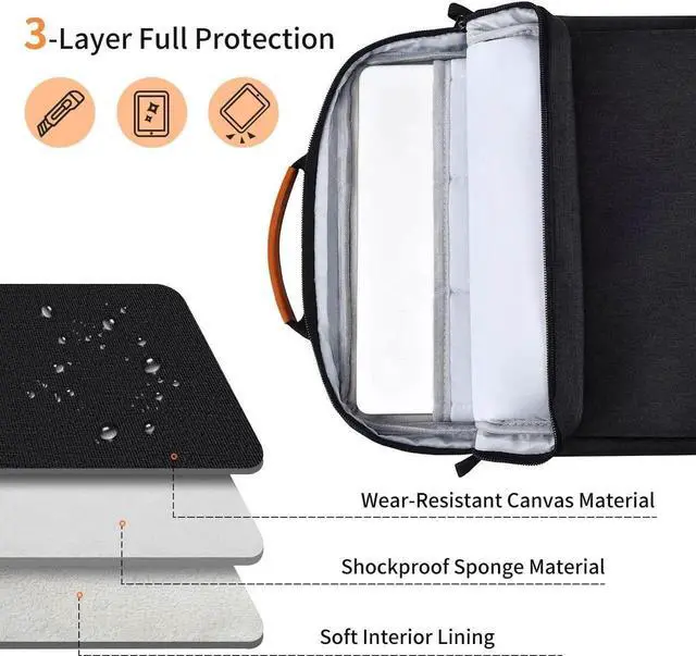 Alt view image 4 of 7 - 13 - 14 Inch Laptop Shoulder Bag Carrying Case for Macbook Air 13" M4 M3 M2 A3420 A3113/ MacBook Pro 14 M4 M3 M2 M1/ 13" iPad Pro M4/ iPad Air M3 M2 2025, Vertical Laptop Sleeve Handbag
