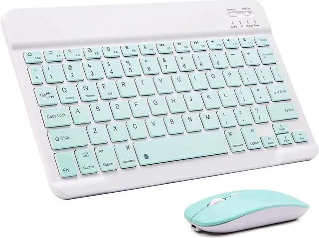 Main image of Ultra-Slim Bluetooth Keyboard and Mouse Combo Rechargeable Portable Wireless Keyboard Mouse Set for Apple iPad iPhone iOS 13 and Above Samsung Tablet Phone Smartphone Android Windows Light