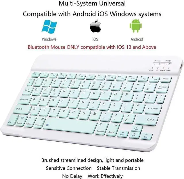 Alt view image 7 of 7 - Ultra-Slim Bluetooth Keyboard and Mouse Combo Rechargeable Portable Wireless Keyboard Mouse Set for Apple iPad iPhone iOS 13 and Above Samsung Tablet Phone Smartphone Android Windows Light