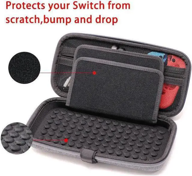 Alt view image 6 of 7 - Switch Carrying Case for Nintendo Switch With 21 Games Cartridges Protective Hard Shell Travel Carrying Case Pouch for Nintendo Switch Console & Accessories Gray