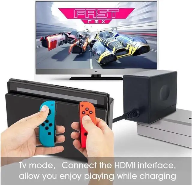 Alt view image 4 of 6 - Charger for Nintendo Switch,AC adapter for Nintendo Switch - Fast Travel Wall Charger with 5FT USB Type C Cable 15V/2.6A Power Supply for Nintendo Switch Supports TV Mode and Dock Station