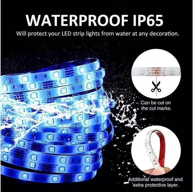 Alt view image 5 of 7 - LED Strip Lights with Remote 300 LEDs 16.4FT Light Stripe with RGB 5050 LED 16 Color Changing and 4 Modes Dimmable Led Stripe Lights 12V Stripe Light for Indoor and Outdoor Decoration