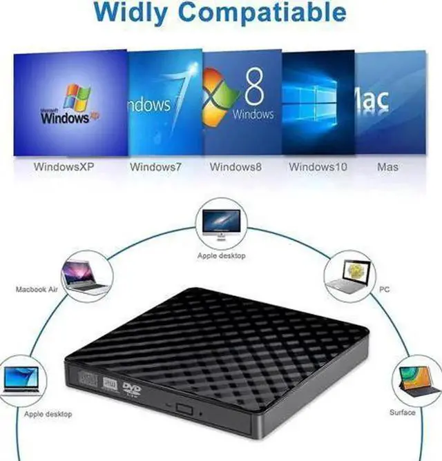 Alt view image 5 of 7 - External CD Drive, BEVA Portable Slim USB 3.0 DVD CD Player Burner RW Writer, Copier, Reader for Laptop, Notebook, Desktop, Mac, Support Windows 7/8/ 10/ XP/Mac OS