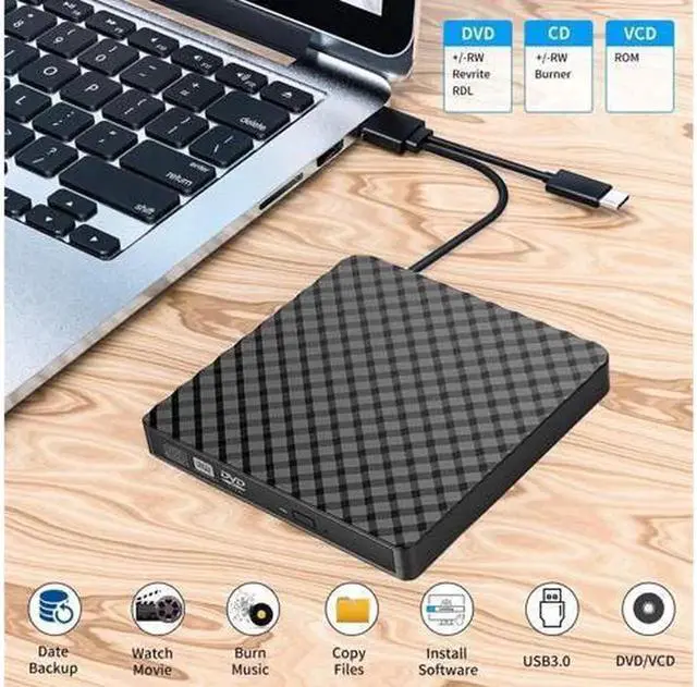 Alt view image 3 of 7 - External CD Drive, BEVA Portable Slim USB 3.0 DVD CD Player Burner RW Writer, Copier, Reader for Laptop, Notebook, Desktop, Mac, Support Windows 7/8/ 10/ XP/Mac OS