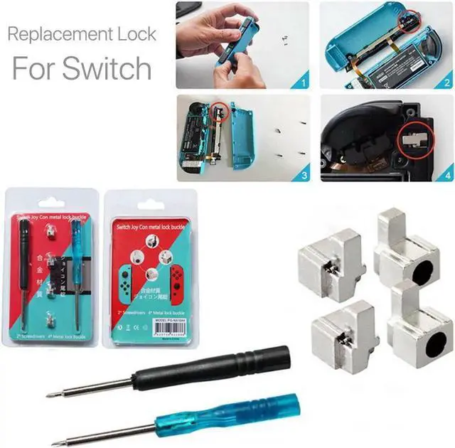 Alt view image 4 of 7 - Joy-Con Metal Buckles Replacement Parts for Nintendo Switch Joy Con Repair Replacement Latches Left and Right Lock Buckles with Screwdrivers