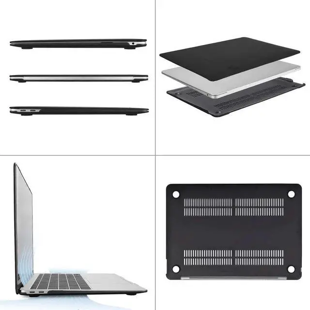 Alt view image 3 of 6 - Compatible with MacBook Air 13 inch Case 2020 2019 2018 Release A2337 M1 A2179 A1932 Retina Display with Touch ID, Protective Plastic Hard Shell Case & Keyboard Cover Skin Black
