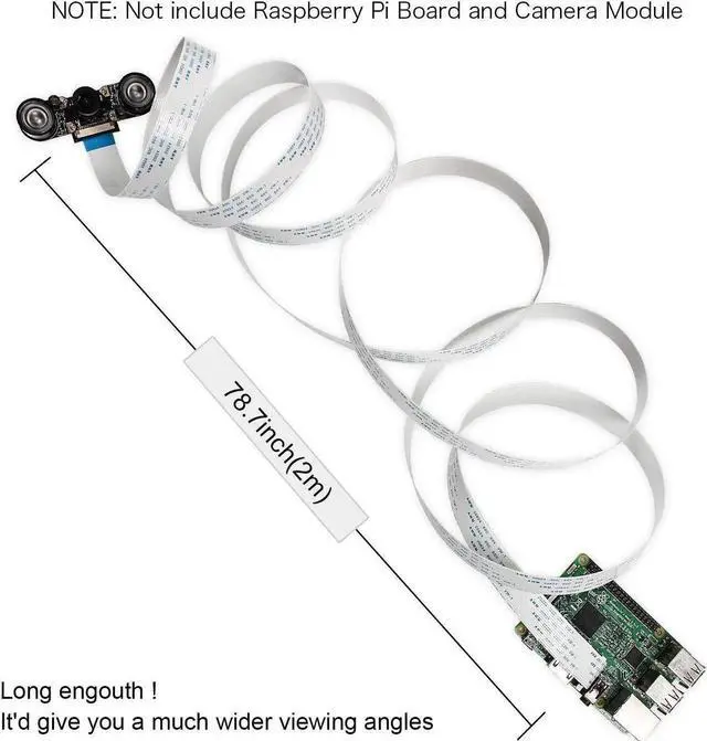 Alt view image 4 of 4 - 2 Packs Werleo Flex Ribbon Cable for Raspberry Pi Camera - 6.5ft / 2 Meter 15 Pin 1.0 mm Pitch