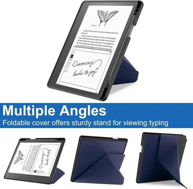 Alt view image 5 of 7 - Slim Case for Kindle Scribe 10.2 inch 2022 Released - Premium Leather Case Protective Smart Folio Shell Cover with Pen Holder, Auto Wake/Sleep, Multi-Viewing Angles, Stylus Pen Blue