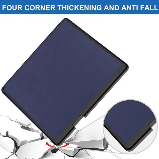 Alt view image 2 of 7 - Slim Case for Kindle Scribe 10.2 inch 2022 Released - Premium Leather Case Protective Smart Folio Shell Cover with Pen Holder, Auto Wake/Sleep, Multi-Viewing Angles, Stylus Pen Blue