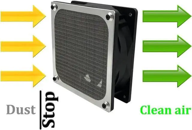 Alt view image 6 of 7 - 80mm Computer Fan Filter Grills with Screws Aluminum Frame Ultra Fine Stainelss Steel Mesh - 4 Pack