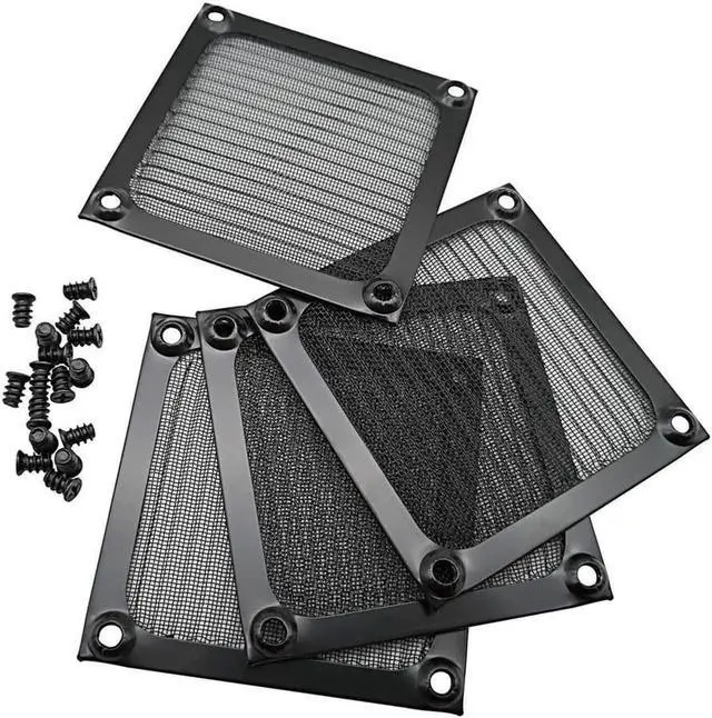 Alt view image 3 of 7 - 80mm Computer Fan Filter Grills with Screws Aluminum Frame Ultra Fine Stainelss Steel Mesh - 4 Pack