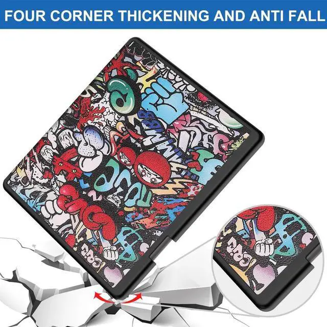 Alt view image 6 of 7 - Slim Case for Kindle Scribe 10.2 inch 2022 Released - Premium Leather Case Protective Smart Folio Shell Cover with Pen Holder, Auto Wake/Sleep, Multi-Viewing Angles, Stylus Pen Colorful Tree