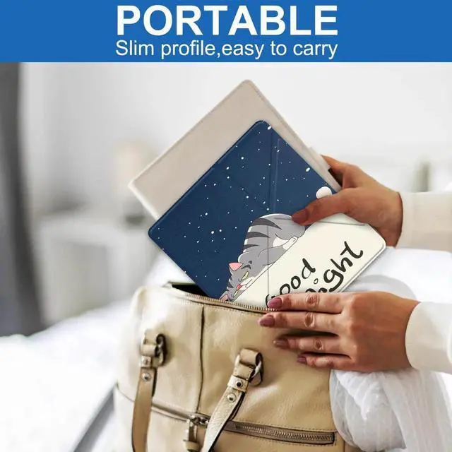 Alt view image 4 of 7 - Slim Case for Kindle Scribe 10.2 inch 2022 Released - Premium Leather Case Protective Smart Folio Shell Cover with Pen Holder, Auto Wake/Sleep, Multi-Viewing Angles, Stylus Pen Lazy Cat