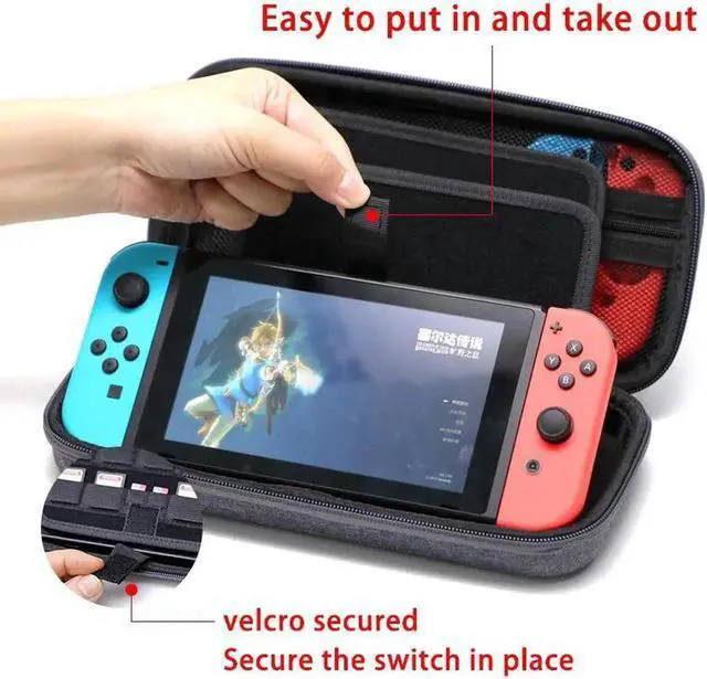 Alt view image 7 of 7 - Switch Carrying Case for Nintendo Switch With 21 Games Cartridges Protective Hard Shell Travel Carrying Case Pouch for Nintendo Switch Console & Accessories Gray