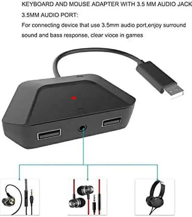 Alt view image 7 of 7 - Keyboard and Mouse Adapter with 3.5mm Audio Jack Compatible with Nintendo Switch, Xbox One, PS4, PS3. Perfect for Games Like FPS, TPS, RPG and RTS