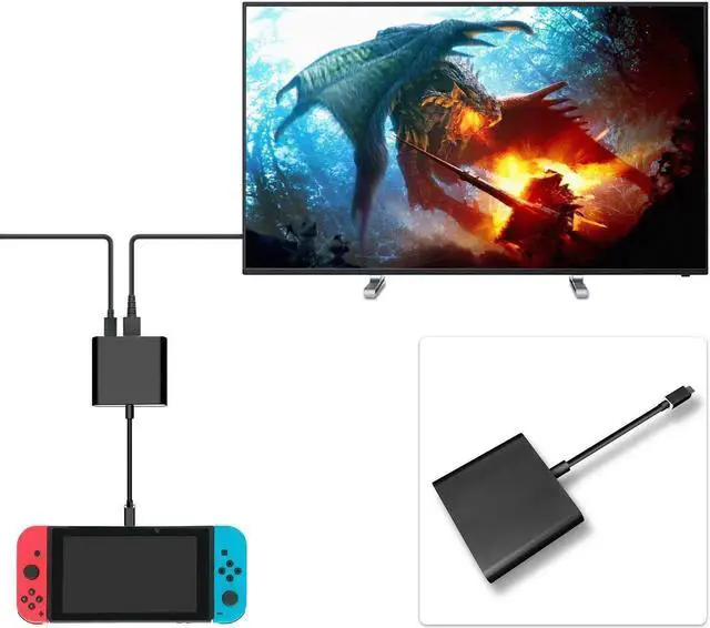 Main image of Werleo HDMI Type C Hub Adapter for Nintendo Switch 4K USB C HDMI Converter Dock Cable for Nintendo Switch Support MacBook Pro Samsung Galaxy S8 Plus Google Pixel Black