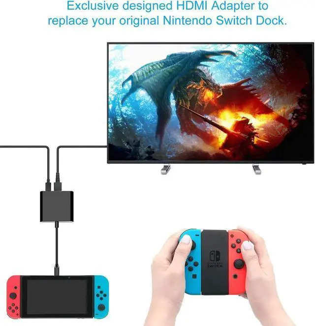 Alt view image 6 of 7 - Werleo HDMI Type C Hub Adapter for Nintendo Switch 4K USB C HDMI Converter Dock Cable for Nintendo Switch Support MacBook Pro Samsung Galaxy S8 Plus Google Pixel Black