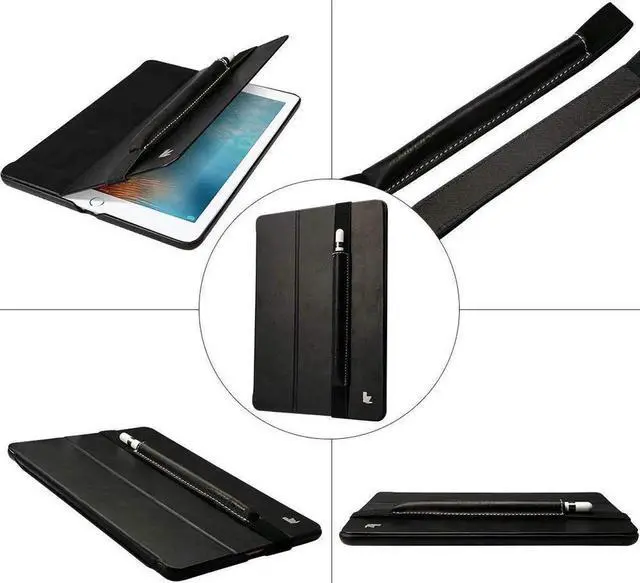 Alt view image 3 of 6 - Apple Pencil Case Cover Genuine Leather Slim Sleeve Carrying Bag Protective Pencil Holder with Elastic Band for Apple iPad Pro 9.7 Inch, iPad 9.7 2017, iPad Pro 10.5 Inch and 2.9 Inch Pencil Black