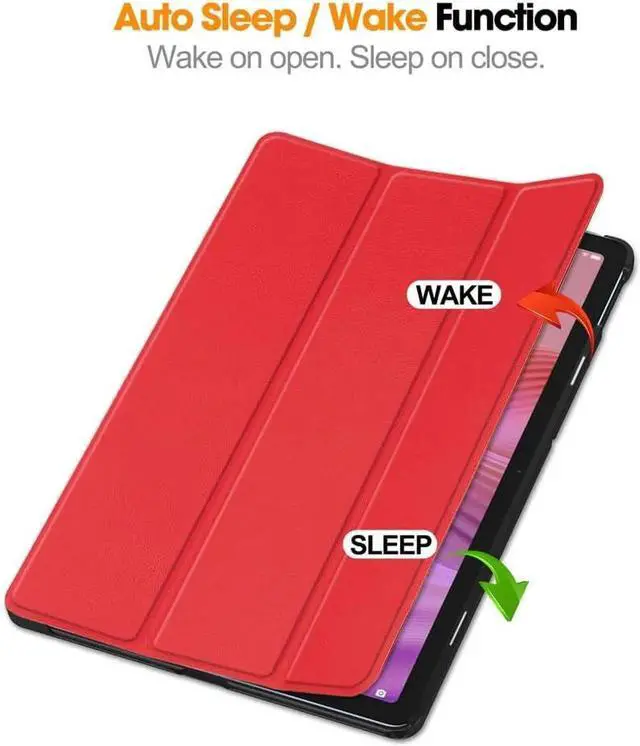 Alt view image 7 of 7 - Case for Lenovo Tab 10.1 inch 2025 Model TB311FU TB311XU, Slim Smart Cover Lightweight Hard Shell Protective Cover with Multi-Angle Stand, Universal Stylus Pen Red