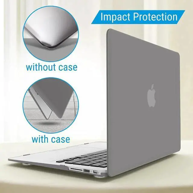 Alt view image 7 of 7 - Compatible with Old Version MacBook Air 13 Inch Case (2017-2010 Release) Model: A1466 / A1369, Plastic Hard Shell Case with Keyboard for Apple Mac Air 13" Gray