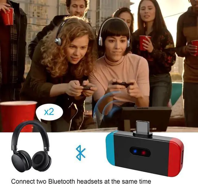 Alt view image 4 of 7 - Bluetooth 5.0 Audio Transmitter Adapter with USB C Plug & Play Pass-Through PD High Speed Charging Support in Game Voice Chat for Nintendo Switch Sony PS4