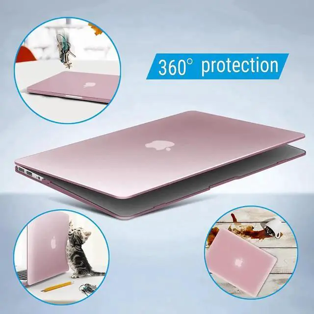 Alt view image 2 of 7 - Compatible with Old Version MacBook Air 13 Inch Case (2017-2010 Release) Model: A1466 / A1369, Plastic Hard Shell Case with Keyboard for Apple Mac Air 13" Rose Gold