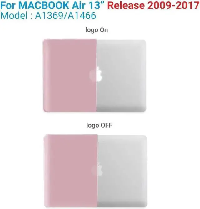 Alt view image 7 of 7 - Compatible with Old Version MacBook Air 13 Inch Case (2017-2010 Release) Model: A1466 / A1369, Plastic Hard Shell Case with Keyboard for Apple Mac Air 13" Rose Gold