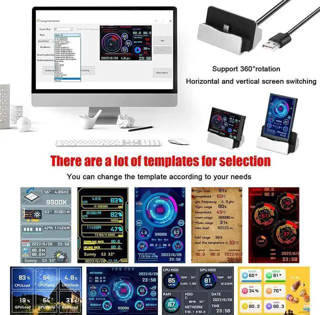 Alt view image 2 of 7 - 3.5 Inch IPS Display Screen USB Secondary Screen Computers CPU GPU RAM HDD Monitor Time Date Display Horizontal Vertical Screen Switch