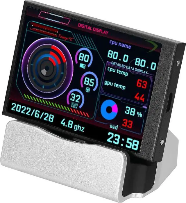 Alt view image 6 of 7 - 3.5 Inch IPS Display Screen USB Secondary Screen Computers CPU GPU RAM HDD Monitor Time Date Display Horizontal Vertical Screen Switch
