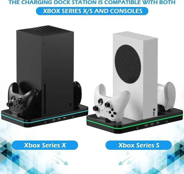 Alt view image 2 of 7 - Cooling Fan for Xbox Series X/S, Controller Charging Station with 2 X 1100 mAh Rechargeable Battery Packs, Cooling Stand Dual Controller Charging Dock with RGB LED Light, 3 USB Ports for Xbox Series X