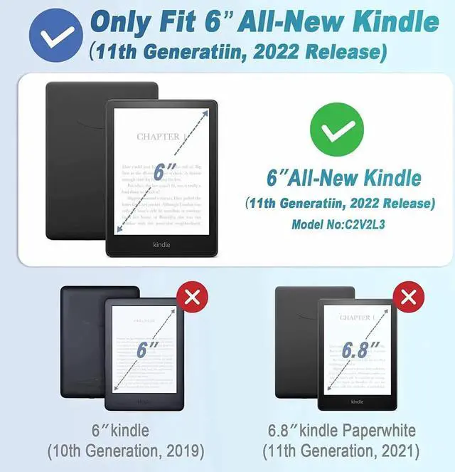 Alt view image 3 of 7 - Case for All-New Kindle 11th Generation 2022 Release, Ultra Thin Lightweight Smart Protective Durable Premium PU Leather Cover with Auto Sleep Wake Function with Universal Stylus Pen