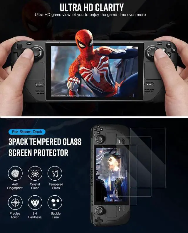 Alt view image 6 of 7 - 3-Pack Tempered Glass Screen Protector for Steam Deck 7 inch 2022, 9 Hardness HD Clear Transparent Anti-Scratch Bubble-Free Screen Protector Compatible with Steam Deck