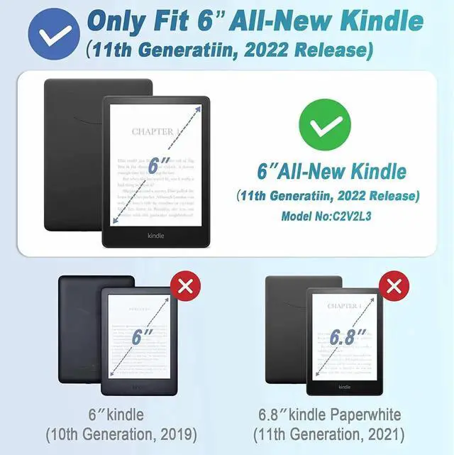 Alt view image 3 of 7 - Case for All-New Kindle 11th Generation 2022 Release, Ultra Thin Lightweight Smart Protective Durable Premium PU Leather Cover with Auto Sleep Wake Function with Universal Stylus Pen Rose Gold