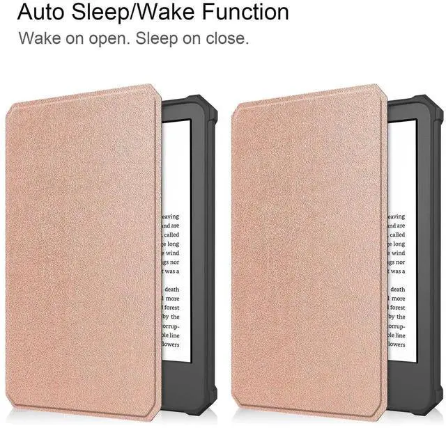 Alt view image 2 of 7 - Case for All-New Kindle 11th Generation 2022 Release, Ultra Thin Lightweight Smart Protective Durable Premium PU Leather Cover with Auto Sleep Wake Function with Universal Stylus Pen Rose Gold