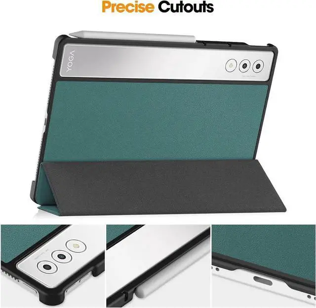 Alt view image 2 of 7 - Case for Lenovo Yoga Tab Plus 12.7 inch 2025 TB520FU, Slim Smart Cover Lightweight Hard Shell Protective Cover with Multi-Angle Stand, Universal Stylus Pen Dark Green