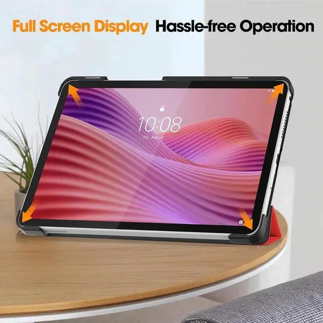 Alt view image 6 of 7 - Case for Lenovo Tab One 8.7 inch 2025 / Tab K9 8.7" 2025 TB305XU TB305FU, Slim Smart Cover Lightweight Hard Shell Protective Cover with Multi-Angle Stand, Universal Stylus Pen Red