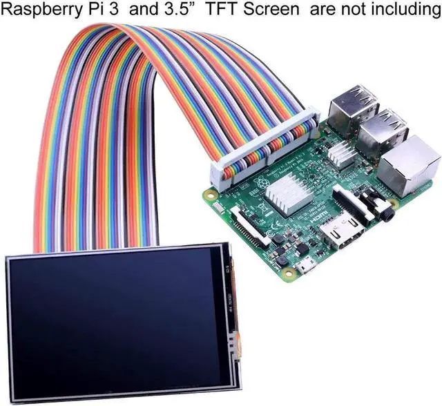 Alt view image 2 of 5 - Werleo 2 Packs Male to Female GPIO Ribbon Cable 40pin 8inch Breadboard Jumper Wires for Connection Raspberry Pi 3 2 Model B B+ with 3.5/5 inch TFT Touch Screen LCD Display