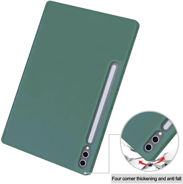 Alt view image 4 of 7 - Case for Samsung Galaxy Tab S10 Plus 2024 / S9 Plus / S9 FE Plus 12.4 inch 2023, Slim Smart Stand Cover Protective Cover with Pencil Holder, Stand, Universal Stylus Pen Dark Green