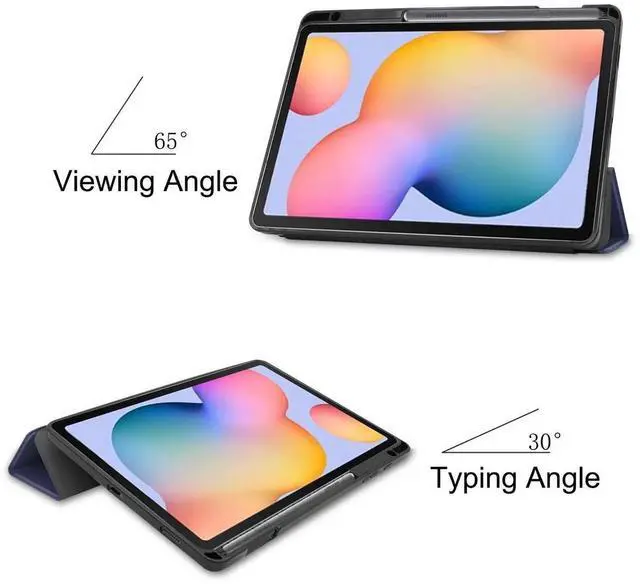 Alt view image 5 of 7 - Case for Samsung Galaxy Tab S6 Lite 10.4 inch 2024 2022 2020, Slim Smart Stand Cover Protective Cover with Pencil Holder, Stand, Universal Stylus Pen Blue