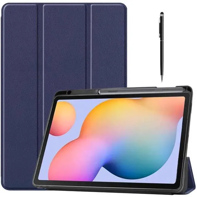 Main image of Case for Samsung Galaxy Tab S6 Lite 10.4 inch 2024 2022 2020, Slim Smart Stand Cover Protective Cover with Pencil Holder, Stand, Universal Stylus Pen Blue