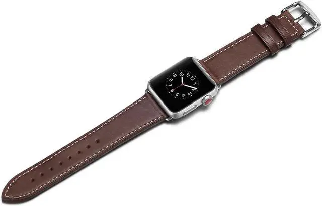 Alt view image 4 of 6 - Werleo Compatible with Apple Watch Band 38mm 40mm Genuine Leather Watch Strap Compatible with Apple Watch Series 4 (40mm) Series 3 Series 2 Series 1 (38mm) Sport and Edition Brown