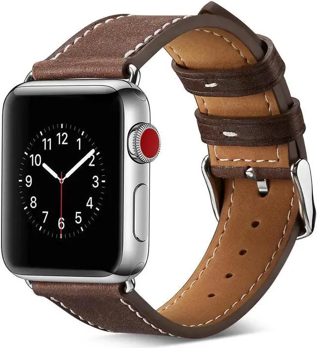 Main image of Werleo Compatible with Apple Watch Band 38mm 40mm Genuine Leather Watch Strap Compatible with Apple Watch Series 4 (40mm) Series 3 Series 2 Series 1 (38mm) Sport and Edition Brown