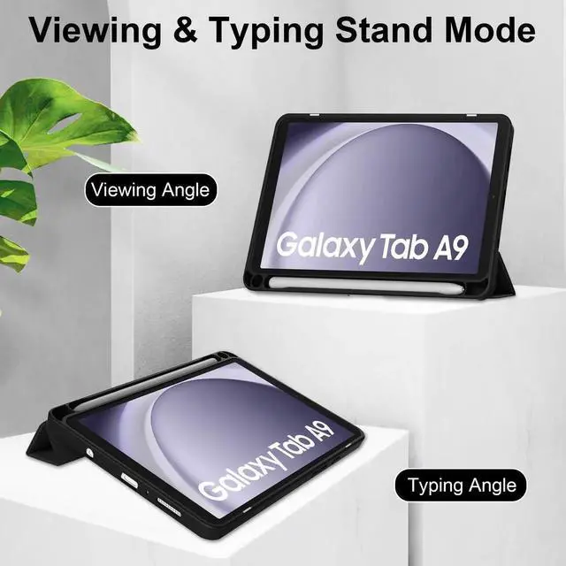 Alt view image 2 of 7 - Case for Samsung Galaxy Tab A9 8.7 inch 2023 SM-X110/X115/X117, Slim Smart Stand Cover Protective Cover with Pencil Holder, Stand, Universal Stylus Pen