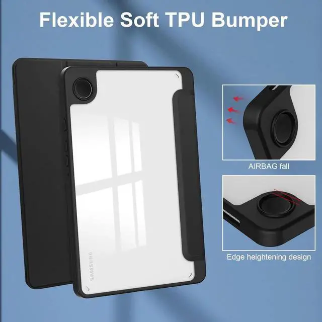 Alt view image 5 of 7 - Case for Samsung Galaxy Tab A9 8.7 inch 2023 SM-X110/X115/X117, Slim Smart Stand Cover Protective Cover with Pencil Holder, Stand, Universal Stylus Pen