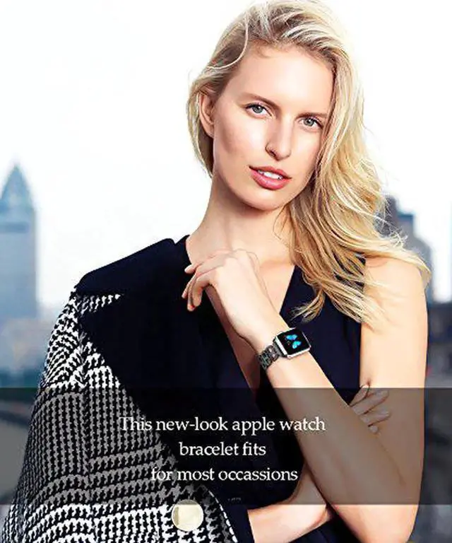 Alt view image 3 of 6 - Compatible Apple Watch Band 40mm / 38mm - 44mm / 42mm for Men Women Replacement Stainless Steel Link Band Replacement for Apple Watch Series 4 3 2 1 Black 42mm