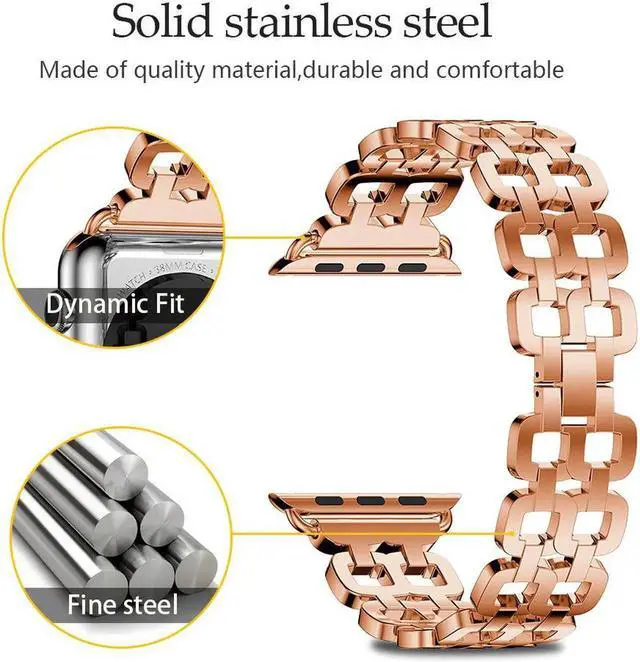 Alt view image 5 of 6 - Compatible Apple Watch Band 40mm / 38mm - 44mm / 42mm for Men Women Replacement Stainless Steel Link Band Replacement for Apple Watch Series 4 3 2 1