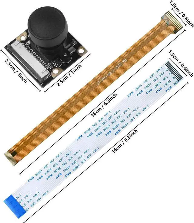 Alt view image 2 of 6 - Werleo For Raspberry Pi Camera Module Wide-Angel Fish-Eye Camera Lenses OV5647 Sensor with Raspberry Pi Zero Ribbon Cable & FPC Cable for Raspberry Pi 3B+ 3B 2B Zero
