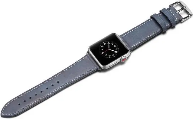 Alt view image 3 of 6 - Werleo Compatible with Apple Watch Band 38mm 40mm Genuine Leather Watch Strap Compatible with Apple Watch Series 4 (40mm) Series 3 Series 2 Series 1 (38mm) Sport and Edition Blue