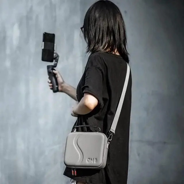 Alt view image 5 of 7 - OM 6 Case, Waterproof Portable PU Leather Storage Shoulder Bag Travel Carrying Case for DJI Osmo Mobile 6 Gimbal Stabilizer Accessories