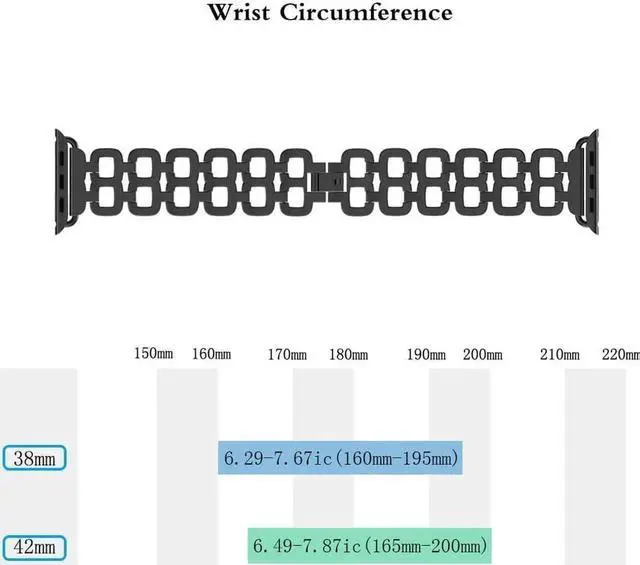 Alt view image 6 of 6 - Compatible Apple Watch Band 40mm / 38mm - 44mm / 42mm for Men Women Replacement Stainless Steel Link Band Replacement for Apple Watch Series 4 3 2 1 Black 42mm